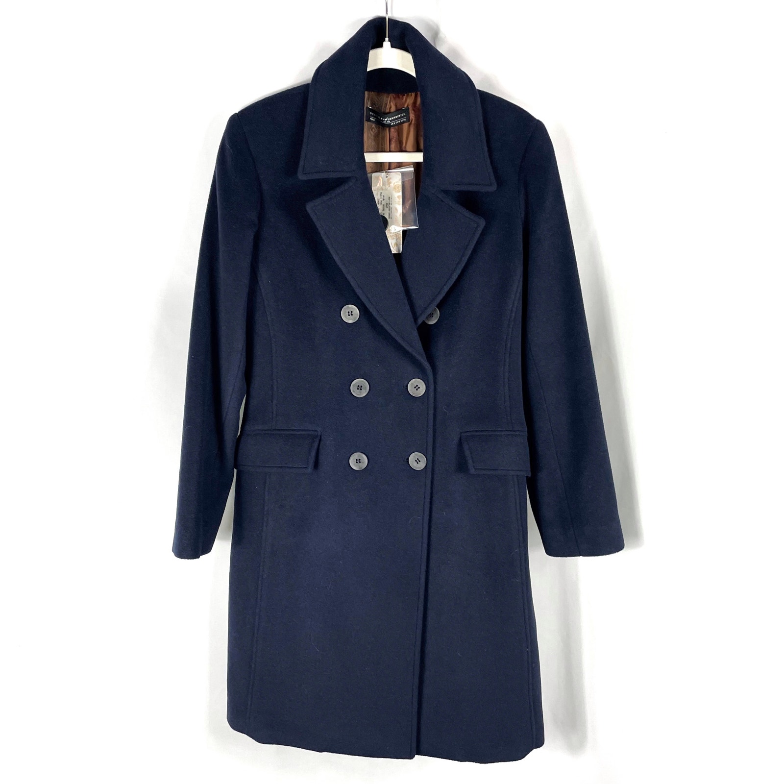 Peruvian Connection Navy Military Dress Coat Double Breasted Alpaca Wool Sz 6